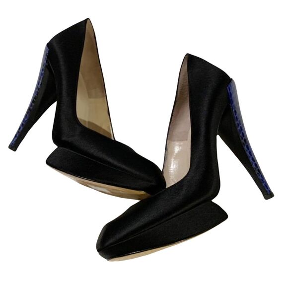 Nicholas Kirkwood Python Heel Platform Pumps 7.5 Black NEW - Picture 3 of 10